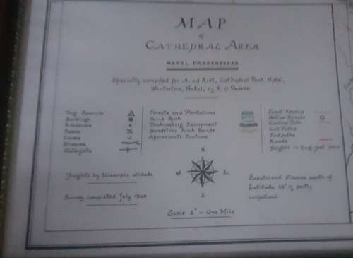 MAP OF NATAL DRAKENSBERG 1948