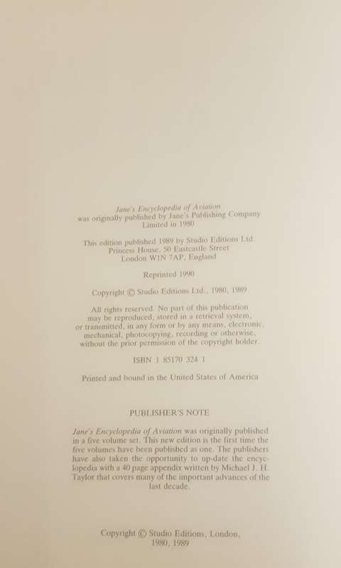Jane's Encyclopedia of Aviation by Taylor, Michael J H