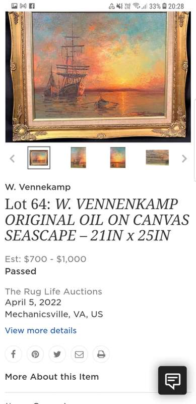 W VENNEKAMP GERMAN ARTIST SIGNED ORIGINAL OIL PAINTING MASTED SHIPS