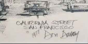 Don Davey Lithograph  "California Street, San Francisco"  SIGNED and dated 1977