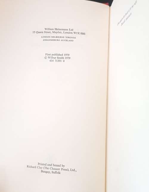 WILBUR SMITH HEINEMANN FIRST EDITION