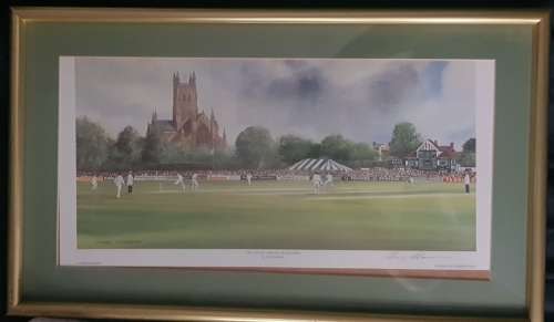 Open edition litho  print of Worcester Cricket Ground