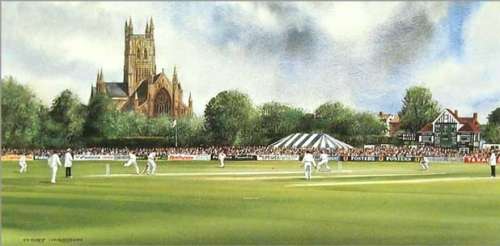 Open edition litho  print of Worcester Cricket Ground