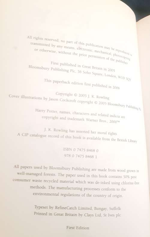 HARRY POTTER FIRST EDITION