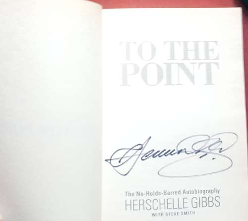 TO THE POINT  HERCELLE GIBBS  SIGNED COPY AND CRICKET WORLD CUP 1996 TIE