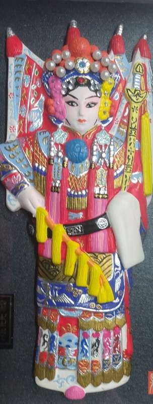MU GUIYING Ceramic 3D Statue in Shadow Box Chinese Chinese Antiques