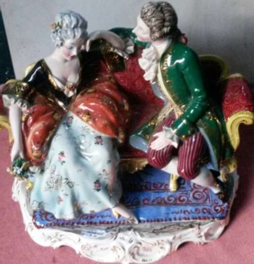 Porcelain Figurine Lady & Gentleman Made in Italy in Town of Mave Vintage