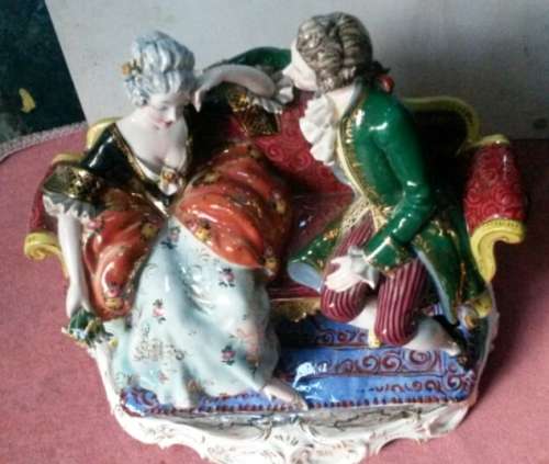 Porcelain Figurine Lady & Gentleman Made in Italy in Town of Mave Vintage