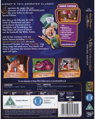 Alice In Wonderland  Special Edition (DVD)