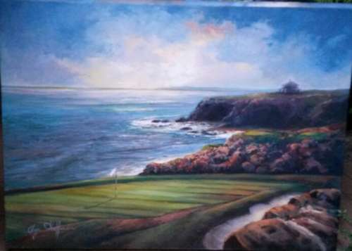 Olga Hoffman Original Pebble Beach Famous 8th Hole Golf