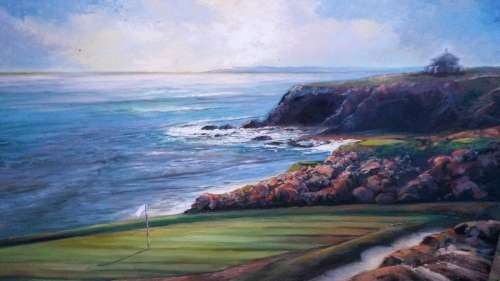Olga Hoffman Original Pebble Beach Famous 8th Hole Golf