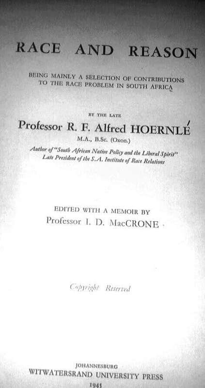 Race and Reason Being Mainly a Selection of Contributions to the Race Problem in South Africa