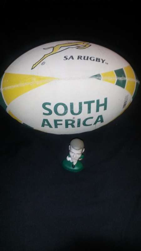 James Small Rugby Figurine Sarfu embossed figurine AND Springbok Rugby Ball