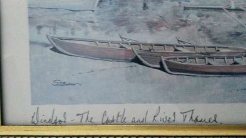 Print Lithography By S. T. Baker Windsor The Castle and River Thames lithograph Prints