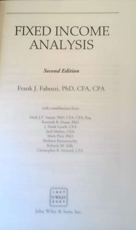 Fixed Income Analysis Frank Fabozzi