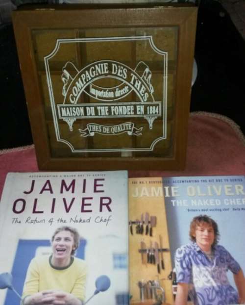 Jamie Oliver The Naked Chef AND The Return of the Naked Chef AND TEA BOX TEA CADDY