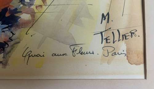 TELLIER WATERCOLOUR  Signed
