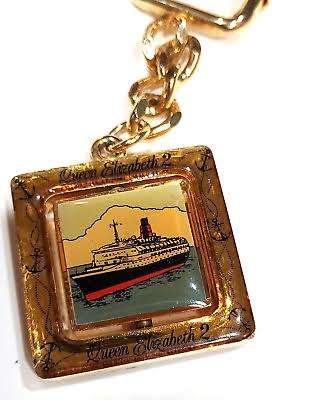 Queen Elizabeth 2 Spinning Keychain Vintage