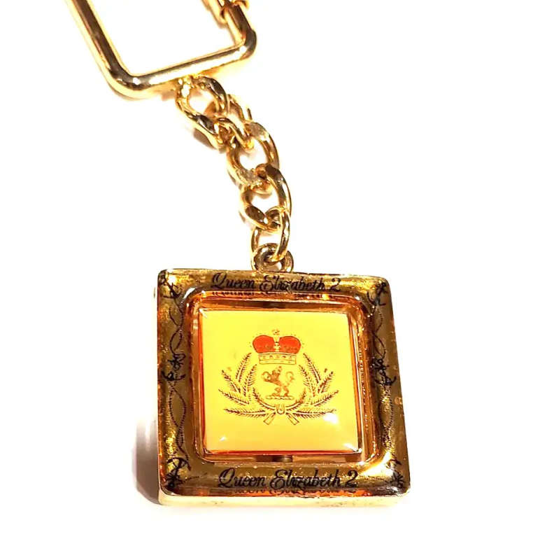 Queen Elizabeth 2 Spinning Keychain Vintage