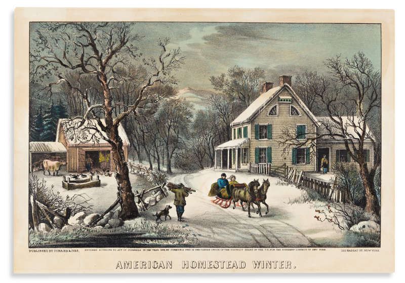 Lithograph Currier & Ives PInvestment Lithograph American Homestead Summer Lithograph
