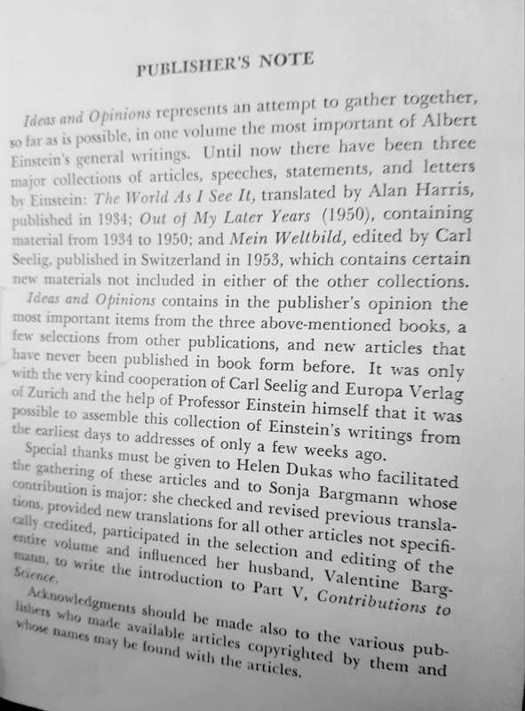 Ideas and Opinions by Albert Einstein