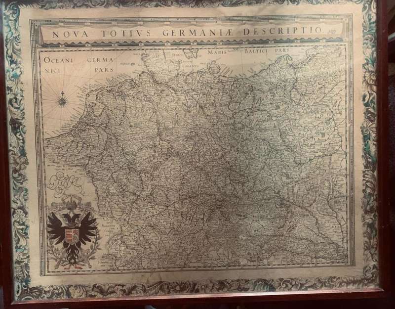 Antique Map Lithograph Nova Totius Germaniae Descriptio Vintage Map