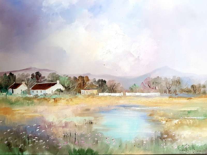 Barb Ploner   Barbara Ploner (South Africa 1946-)  Farmstead in spring