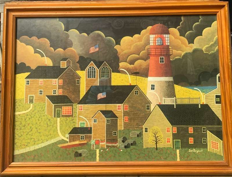 Leo Bryant STORMY SKIES AMERICAN FOLK ART LITHO SIGNED IN PLATE