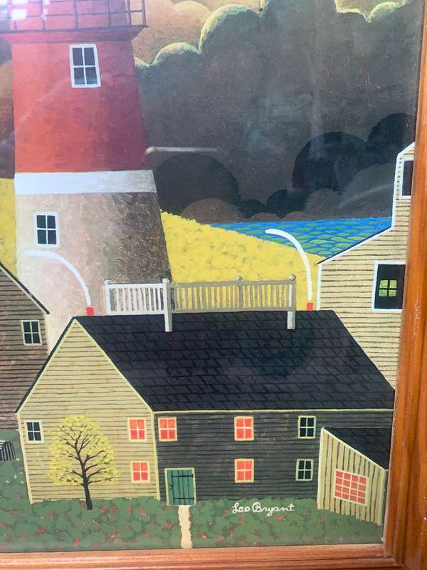 Leo Bryant STORMY SKIES AMERICAN FOLK ART LITHO SIGNED IN PLATE