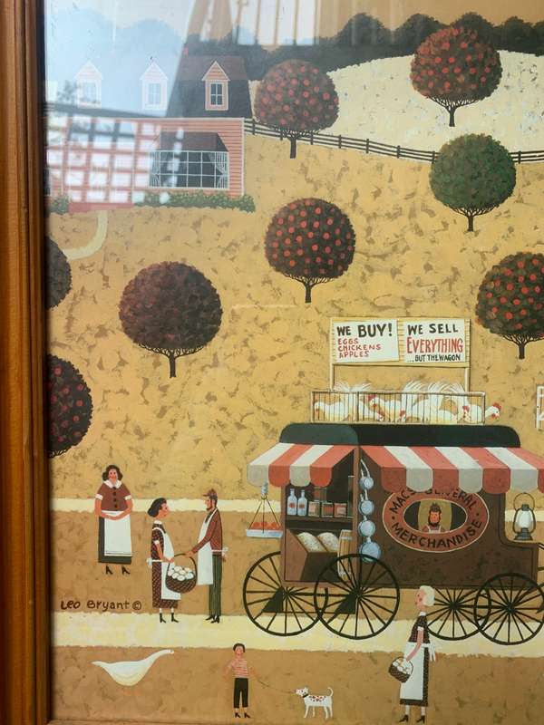 LEO BRYANT WE BUY WE SELL AMERICAN FOLK ART LITHO SIGNED IN PLATE