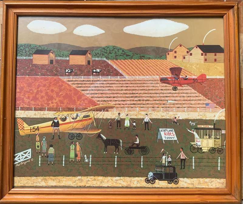 LEO BRYANT AIRPLANE RIDES AMERICAN FOLK ART SIGNED IN PLATE