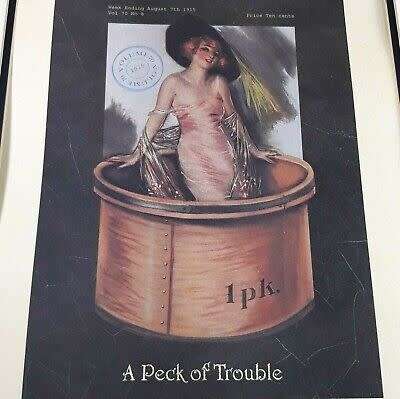 Lou Mayer A Peck of Trouble Art Print 1915 Magazine Cover Matted Poster Lithograph