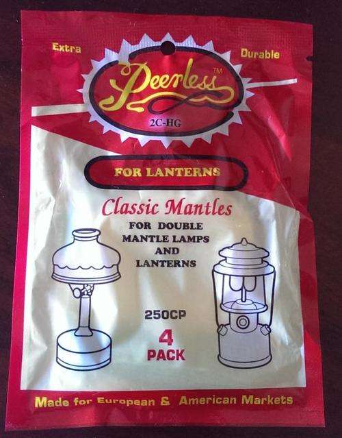 Four Peerless Mantles for 175-250 cp Coleman and other pressure lamps and lanterns