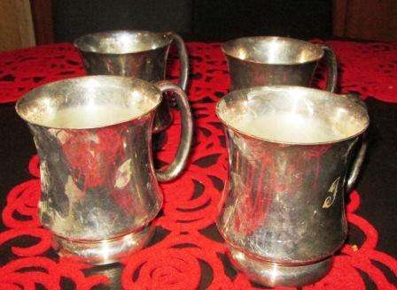 LOUIS SILVER PLATED MUGS, SET OF 4