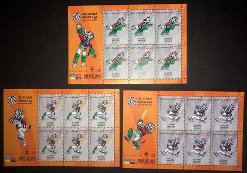 South Africa 2002 ICC Cricket World Cup full sheets x 6