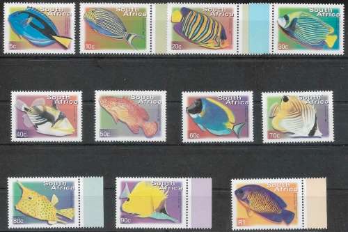 South Africa 2000, 7th Definitive Issue, first 11 items NH Fish
