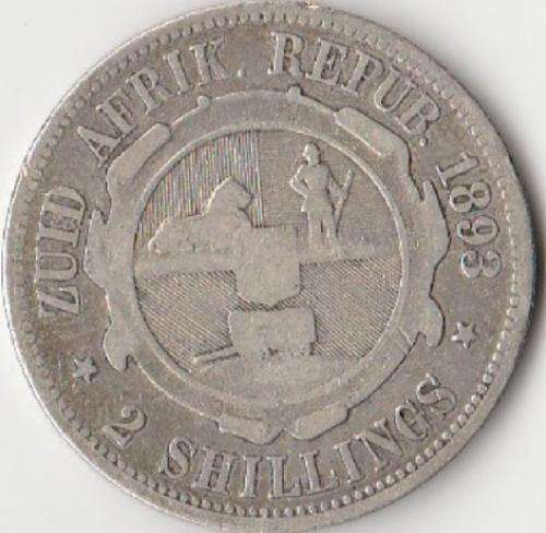 RARE silver 1893 2 Shilling @ R1 no reserve (part of a complete 1893 set on auction)