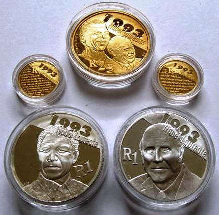 2007 Mandela/DeKlerk 5 coin proof set @ ### R1 NO RESERVE ####