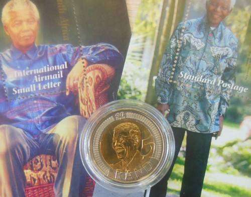NELSON MANDELA 90th BIRTHDAY BRILLIANT UNC COIN AND MNH STAMPS COLLECTION