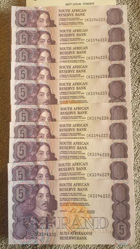 COLLECTION OF 10 CRISP SEQUENTIAL ORDERED 1990 CL STALS R5  NOTES CK3396221 - CK339@ LOW START PRICE