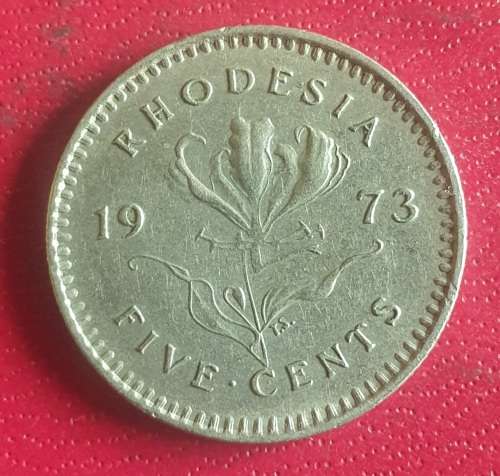 EXTREMELY RARE AU/UNC 1973 RHODESIA 5 CENTS - COAT OF ARMS - mintage unknown @ R1 NO RESERVE