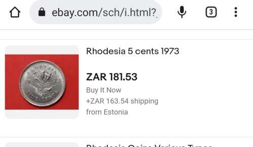 EXTREMELY RARE AU/UNC 1973 RHODESIA 5 CENTS - COAT OF ARMS - mintage unknown @ R1 NO RESERVE