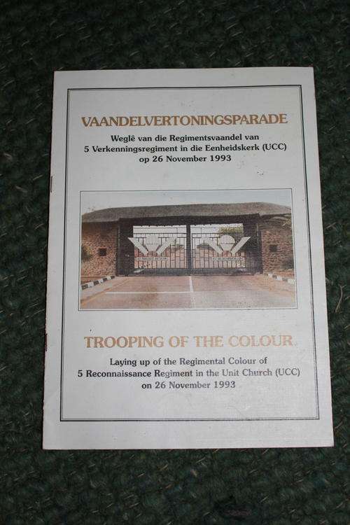 12 page brochure - Laying up of the 5 Recce Colours, 26 Nov 93.