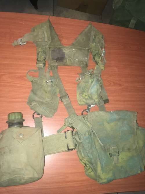 Rhodesian Army webbing, yoke and pouches