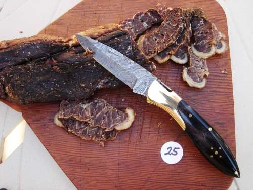 DAMASCUS Staal Biltong Mes vir die MAN, SEUN, PA of SKOON PA of OUPA in jou lewe