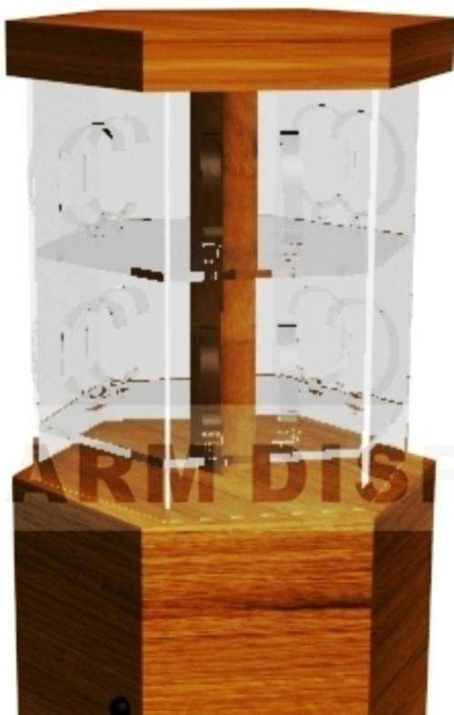 Display cabinet. New. Rotating on-the-counter Lockable Display cabinet with Downlights lights. New
