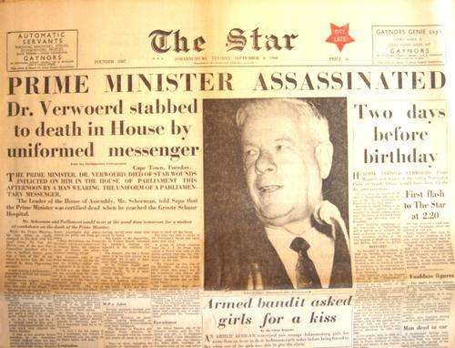 Prime Minister Hendrik Verwoerd Assassinated. Original "The Star" Newspaper 1966. 40 Pages.