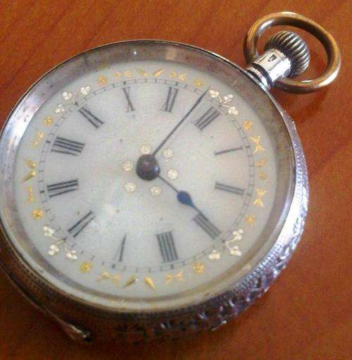 Solid silver fully engraved fob watch from around 1910