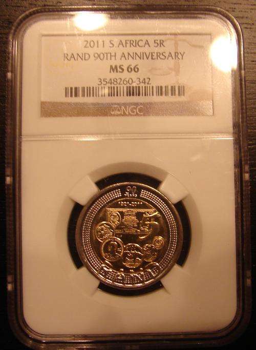 2011 Rand 90th Anniversary R5 featuring Mandela MS66 graded by NGC
