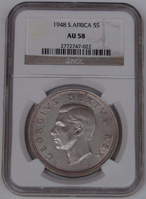 1948 Crown 5 Shillings AU58 - NGC